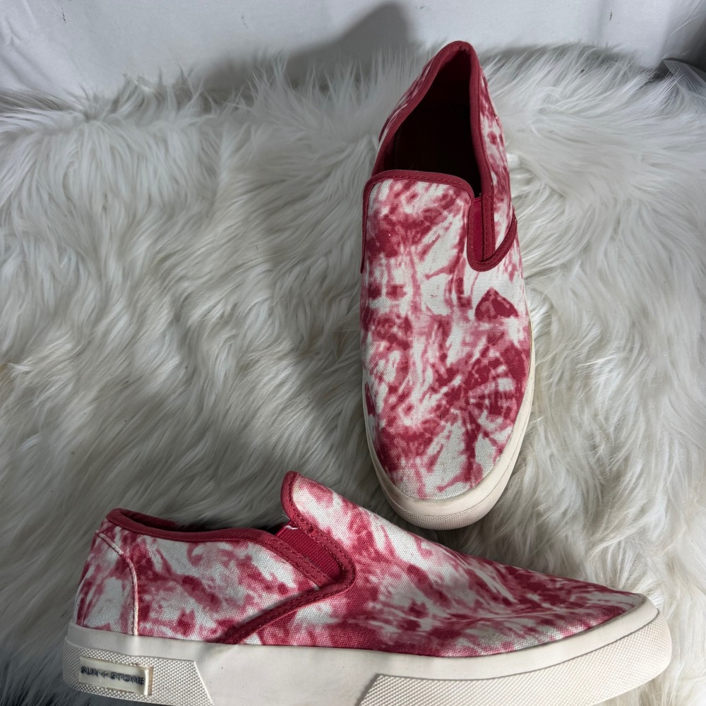 Sun + Stone Reins Mens Tie‎ Dye Slip On Sneakers Red White 12M 100140416
